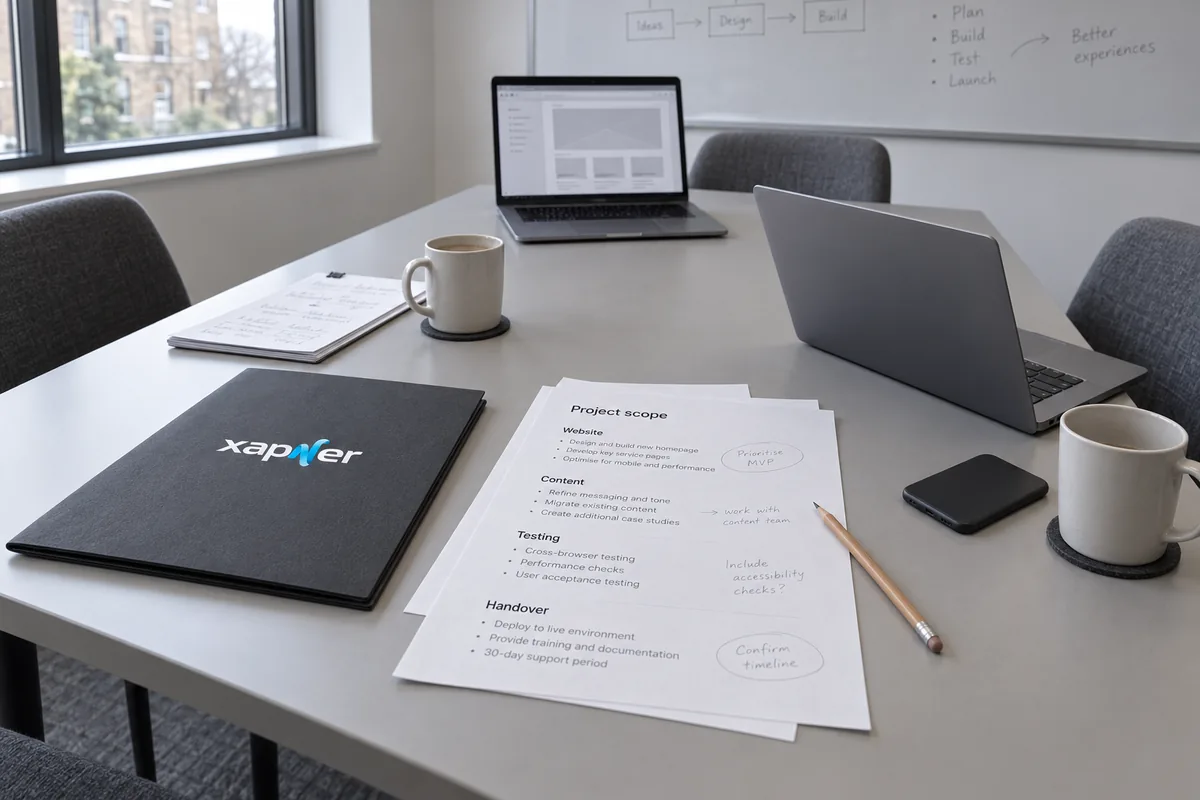 Project worktable with a Xapner folder and notes