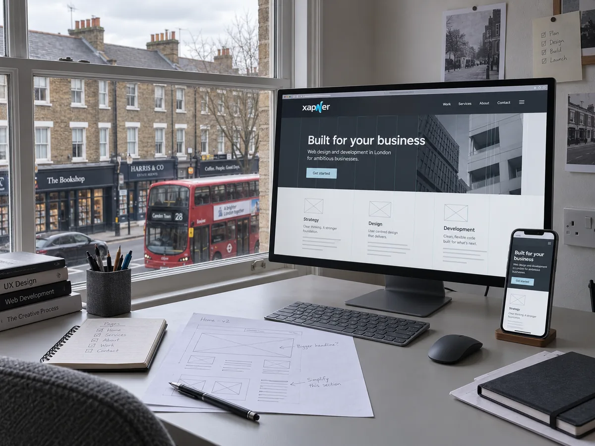 Responsive website design shown across devices