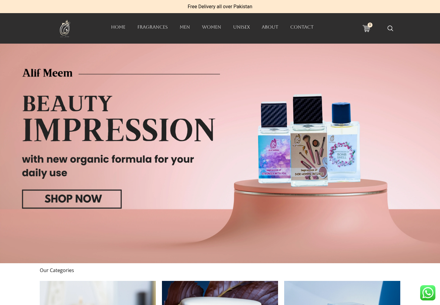Alif Meem Fragrances website preview